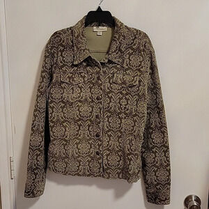 Never Worn Dress Barn‎ Women's Button Up Corduroy Green Print Jacket Size M